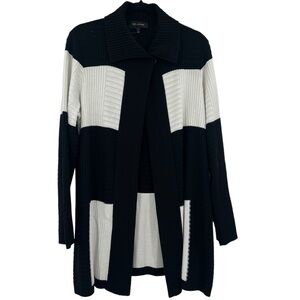 St. John Black And White Color Block Long Sleeve Cardigan Sweater Size Large‎